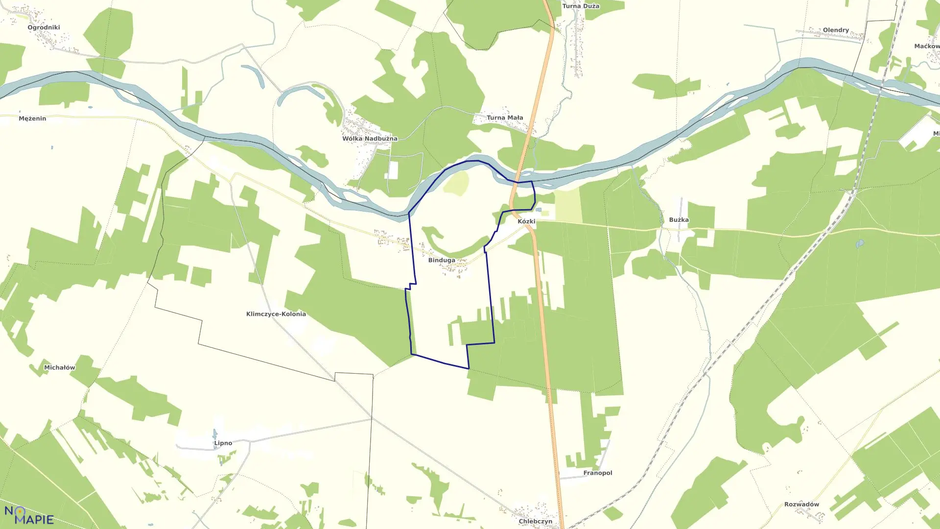 Mapa obrębu BINDUGA w gminie Sarnaki