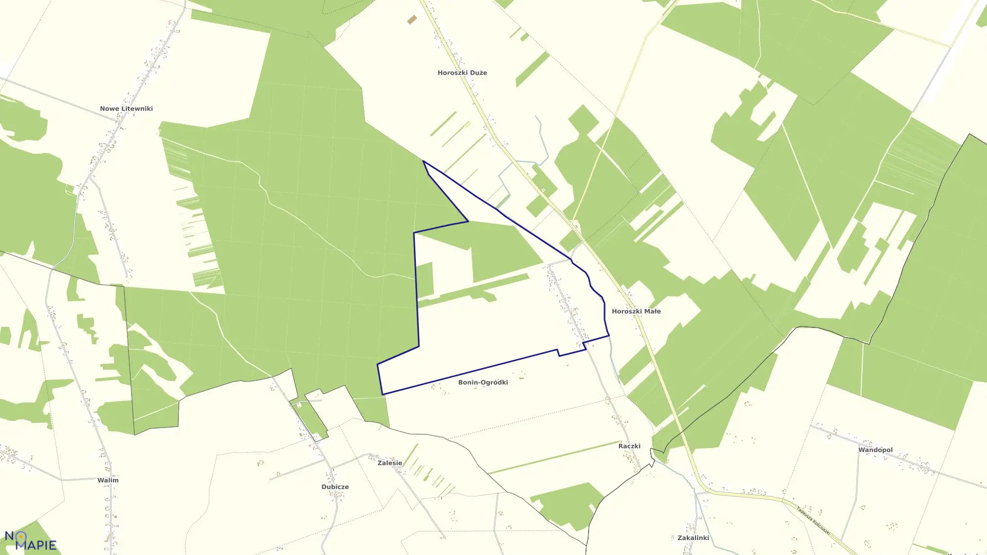 Mapa obrębu BONIN w gminie Sarnaki