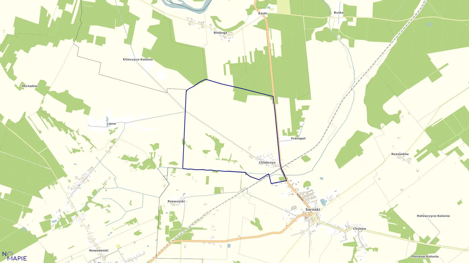 Mapa obrębu CHLEBCZYN w gminie Sarnaki