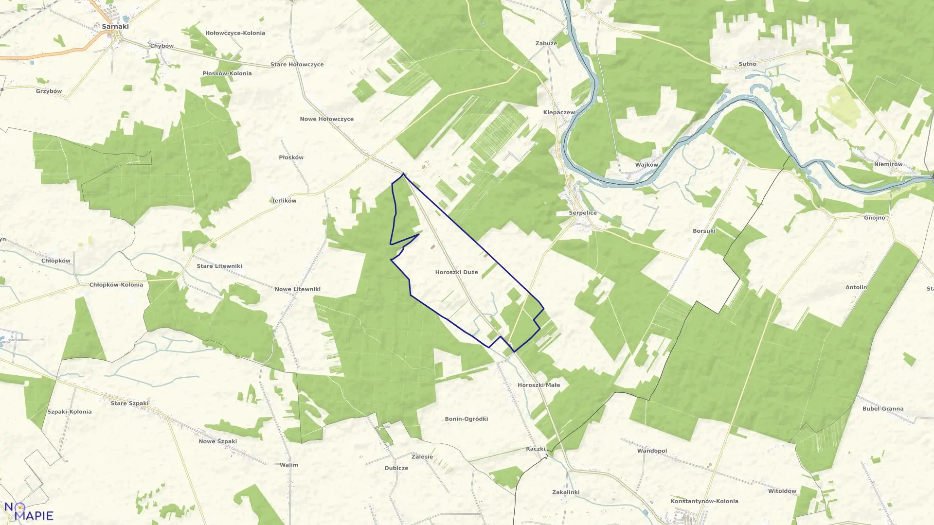 Mapa obrębu HOROSZKI DUŻE w gminie Sarnaki